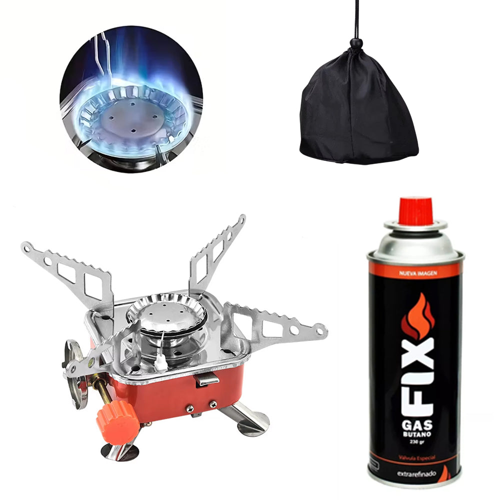 Cocina Portátil Plegable a Gas butano para Camping con funda + Gas S2009
