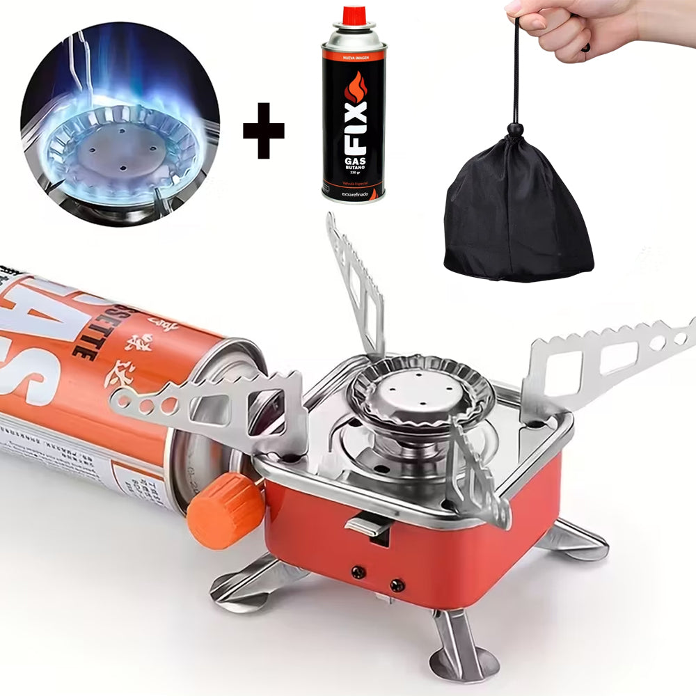 Cocina Portátil Plegable a Gas butano para Camping con funda + Gas S2009