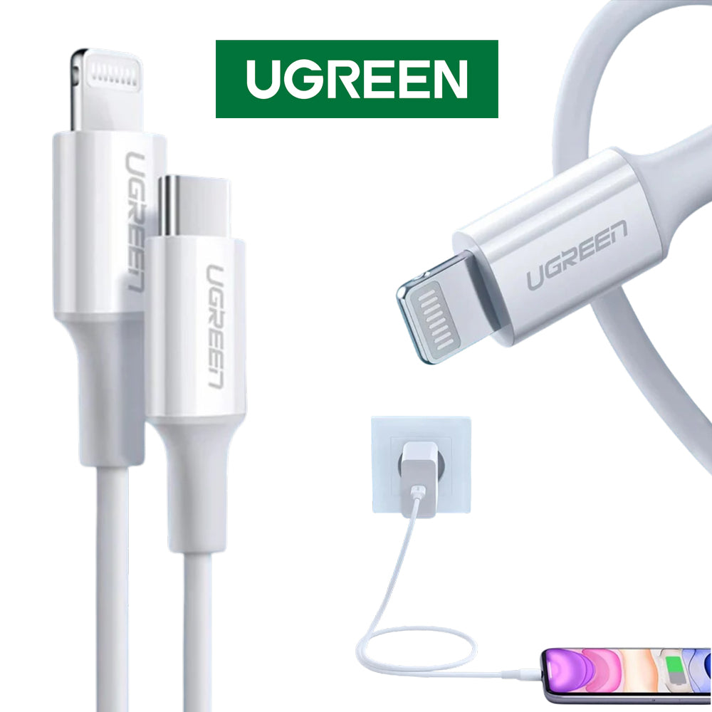 Cable Ugreen USB-C a Lightning de 1 Metro Blanco con Certificación Oficial MFi S2163