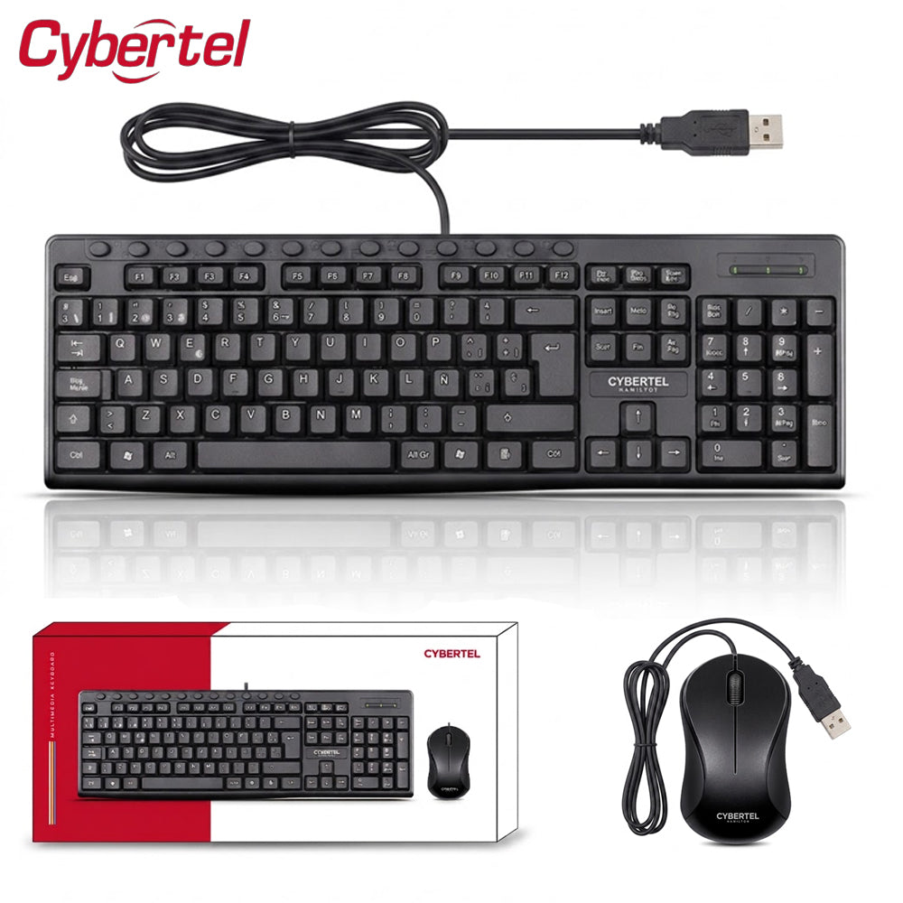 Kit Multimedia Teclado y Mouse USB Cybertel Hamilton 13 Botones Dedicados UV Waterproof 1000DPI CYB T109 s2242