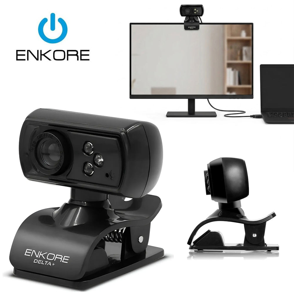 Cámara Web Full HD 1080p Enkore Delta+ ENC WC103 3 LEDs Micrófono Clip USB Plug & Play s2249