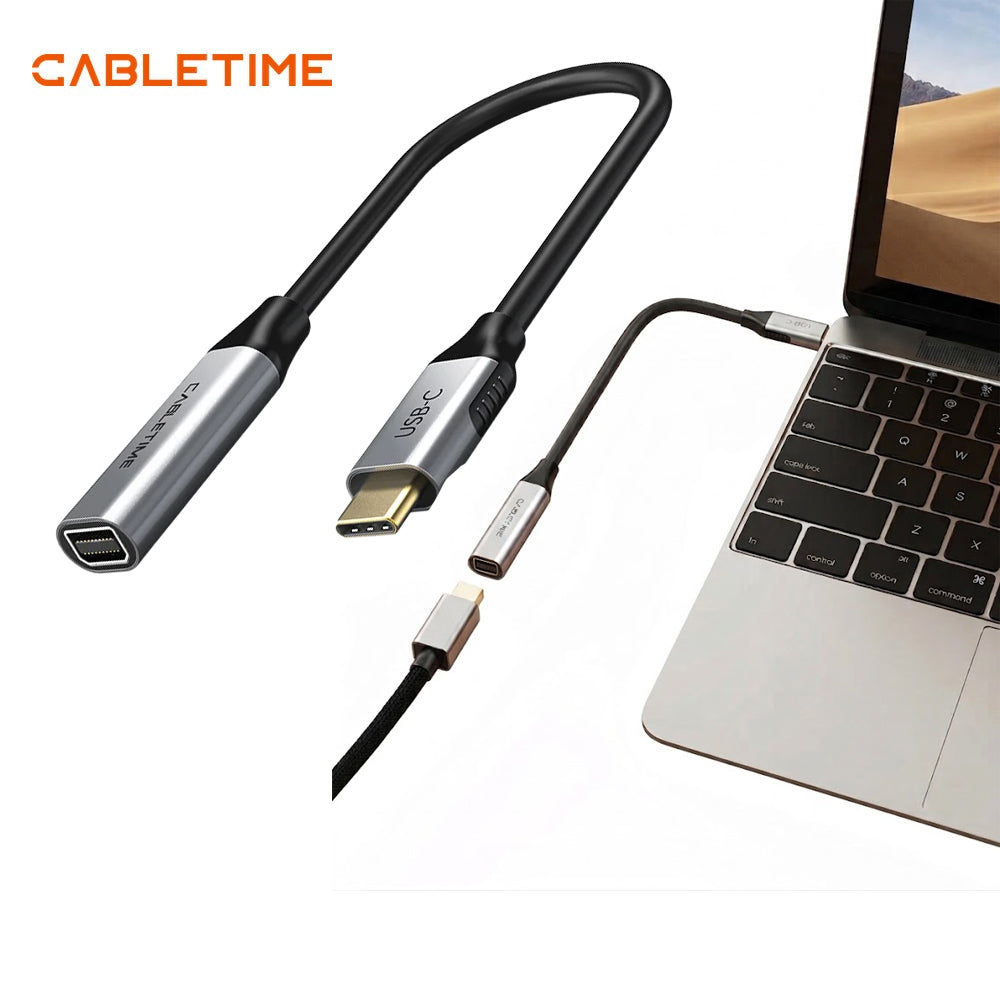 Adaptador USB-C a Mini DisplayPort CABLETIME 4K 60Hz 21.6Gbps Chip Activo Aluminio MacBook CP14A S2272