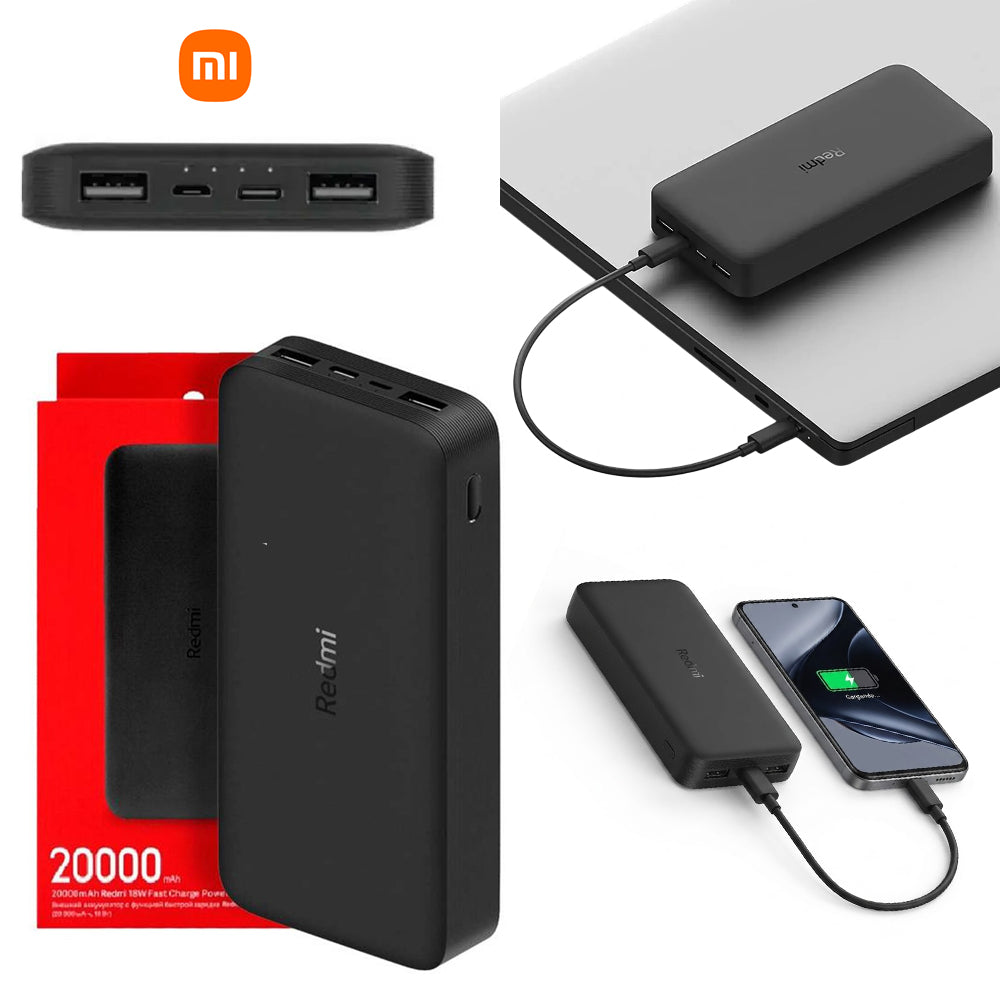 Cargador Batería Portátil Power Bank Xiaomi Redmi 20000 mAh 18W Carga Rápida Negro S2193