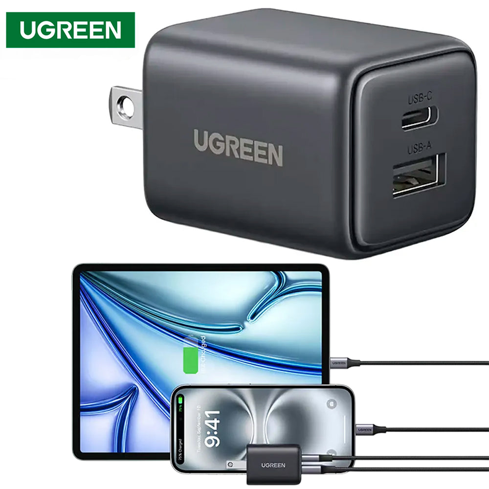 Cargador de Pared UGREEN 20W GaN Dual USB-C y USB-A PD QC 3.0 Clavija Plegable 55533 S2288