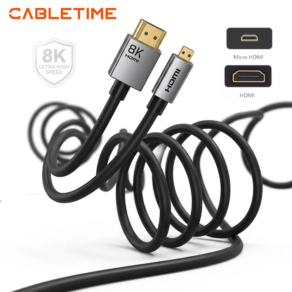 Cable Micro HDMI a HDMI 2.1 Bidireccional 8K a 60Hz 48Gbps CABLETIME de 1.5 Metros CH16J S2188