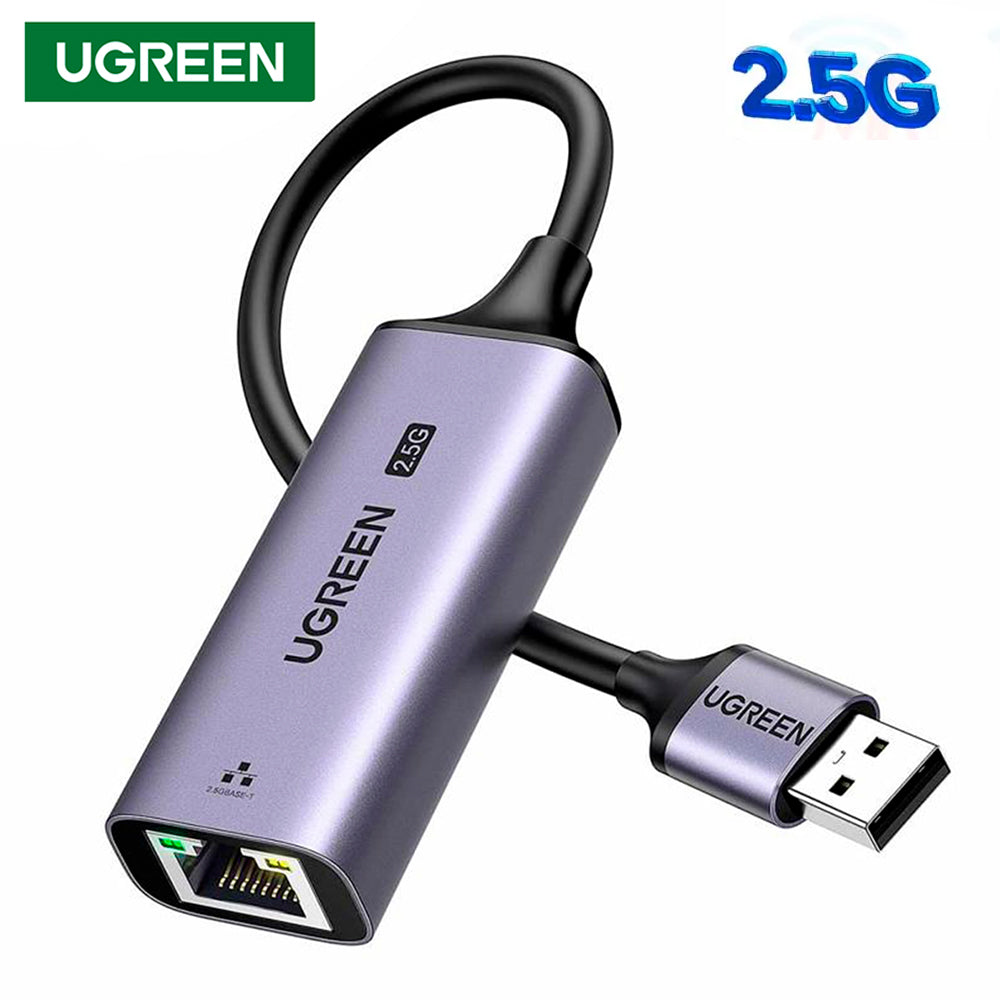 Adaptador de Red USB 3.0 a Ethernet RJ45 Ugreen 2.5G Gigabit Aluminio Gris 25051 S2209
