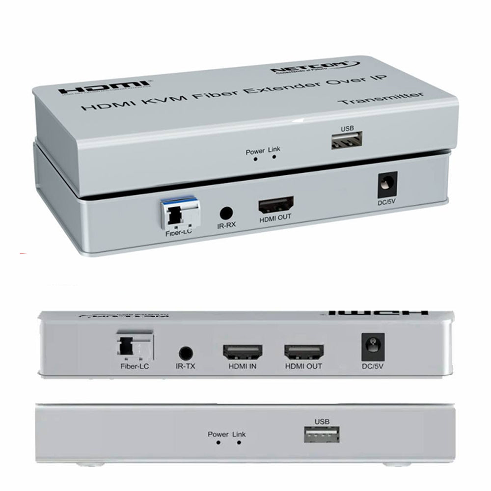 Extensor HDMI por Fibra Óptica NETCOM 20Km Full HD 1080p KVM USB IR Loop Out LC Monomode Over IP S1577