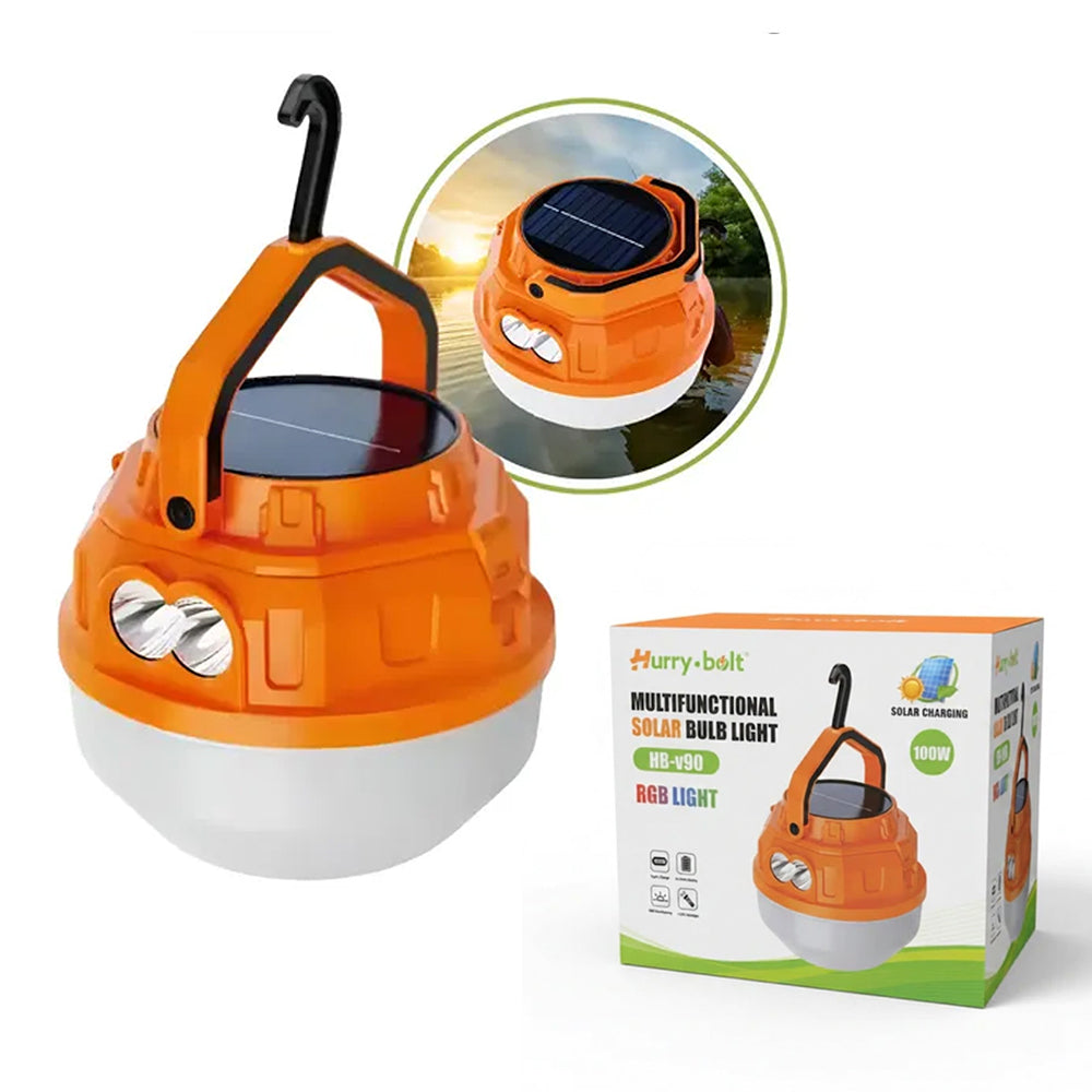 Foco Linterna LED Recargable Solar y USB 100W para Camping y Emergencias Naranja S2067