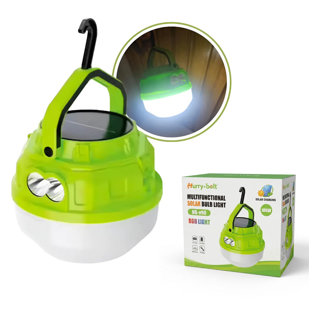 Foco Linterna LED Recargable Solar y USB 100W para Camping y Emergencias Verde S1815