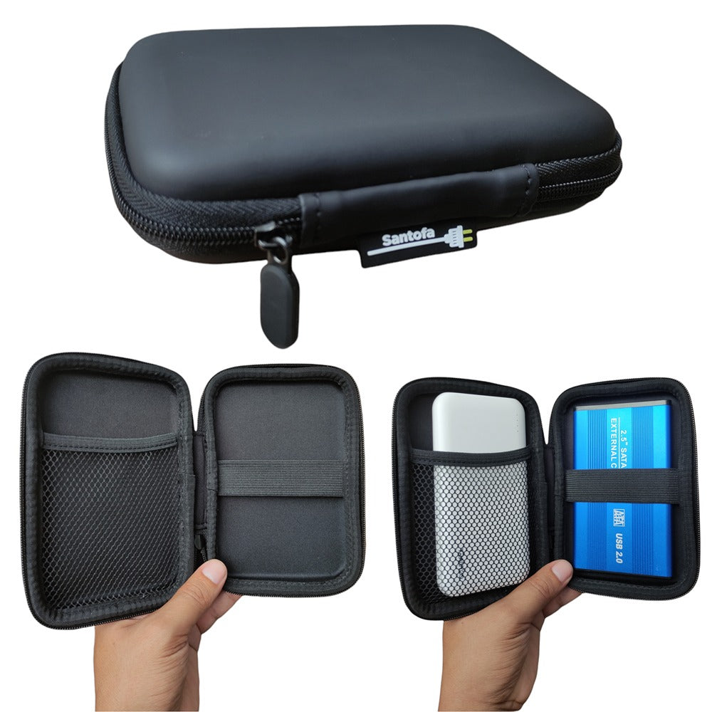Funda Anti Golpes Case Disco Duro Externo 2.5 Cremallera Liso Santofa- Negro S0877