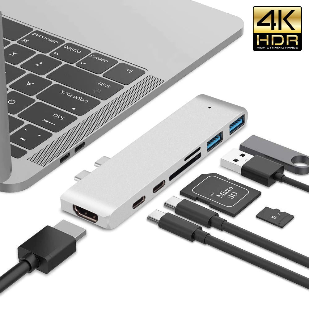 7 en 1 Tipo C a HDMI USB 3.0 + TF Micro SD Lector de Tarjetas HUB S0891