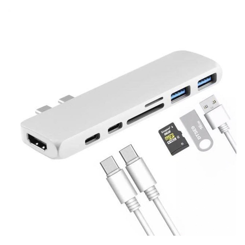 7 en 1 Tipo C a HDMI USB 3.0 + TF Micro SD Lector de Tarjetas HUB S0891
