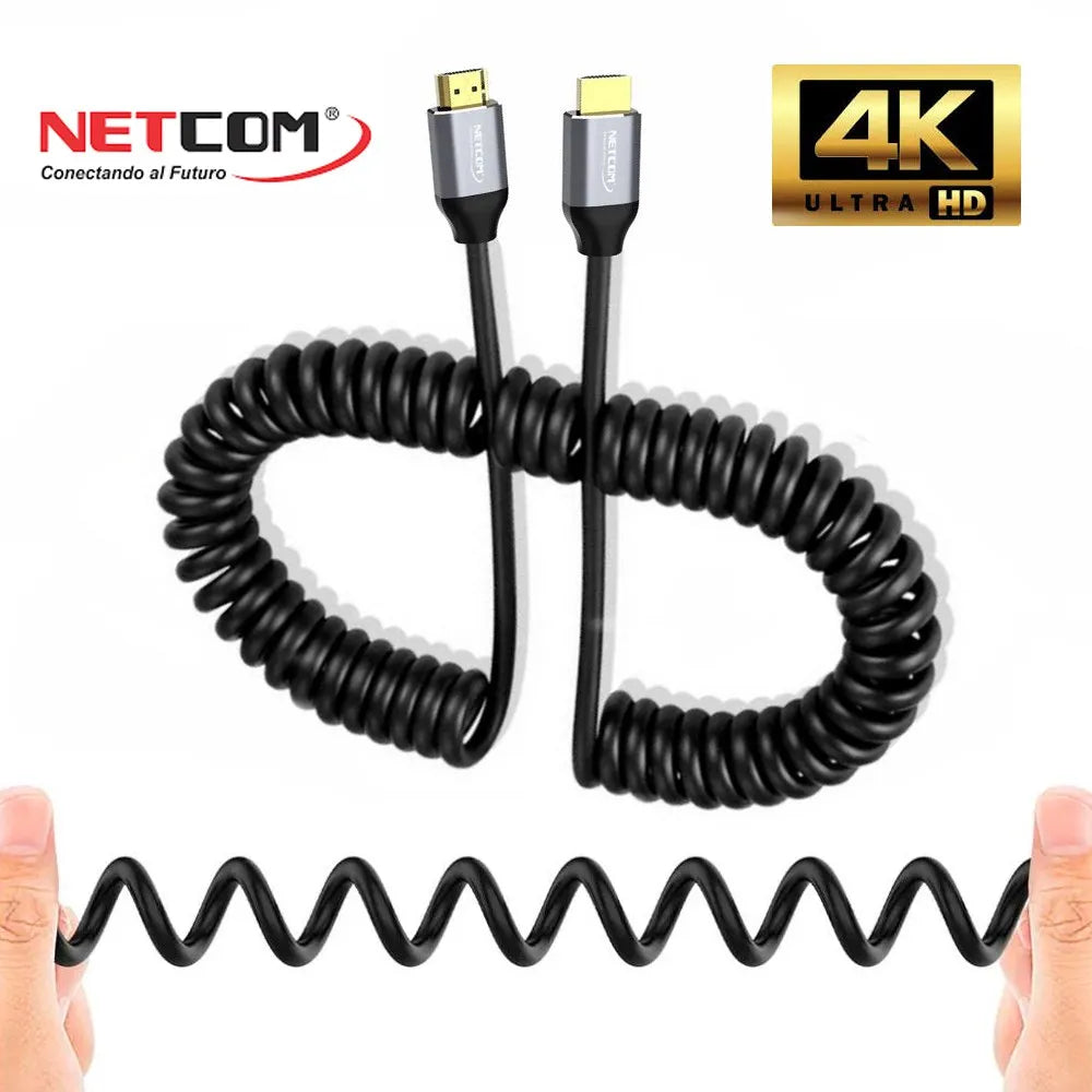 Cable Hdmi a Hdmi 1.5 Metros Espiralado NETCOM 2.0 4K 60 Hz eARC S1988
