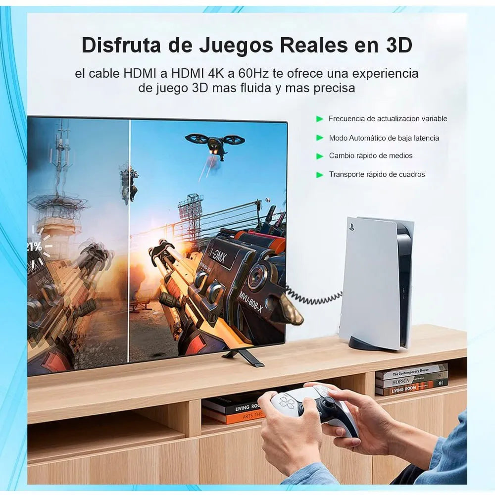 Cable Hdmi a Hdmi 1.5 Metros Espiralado NETCOM 2.0 4K 60 Hz eARC S1988