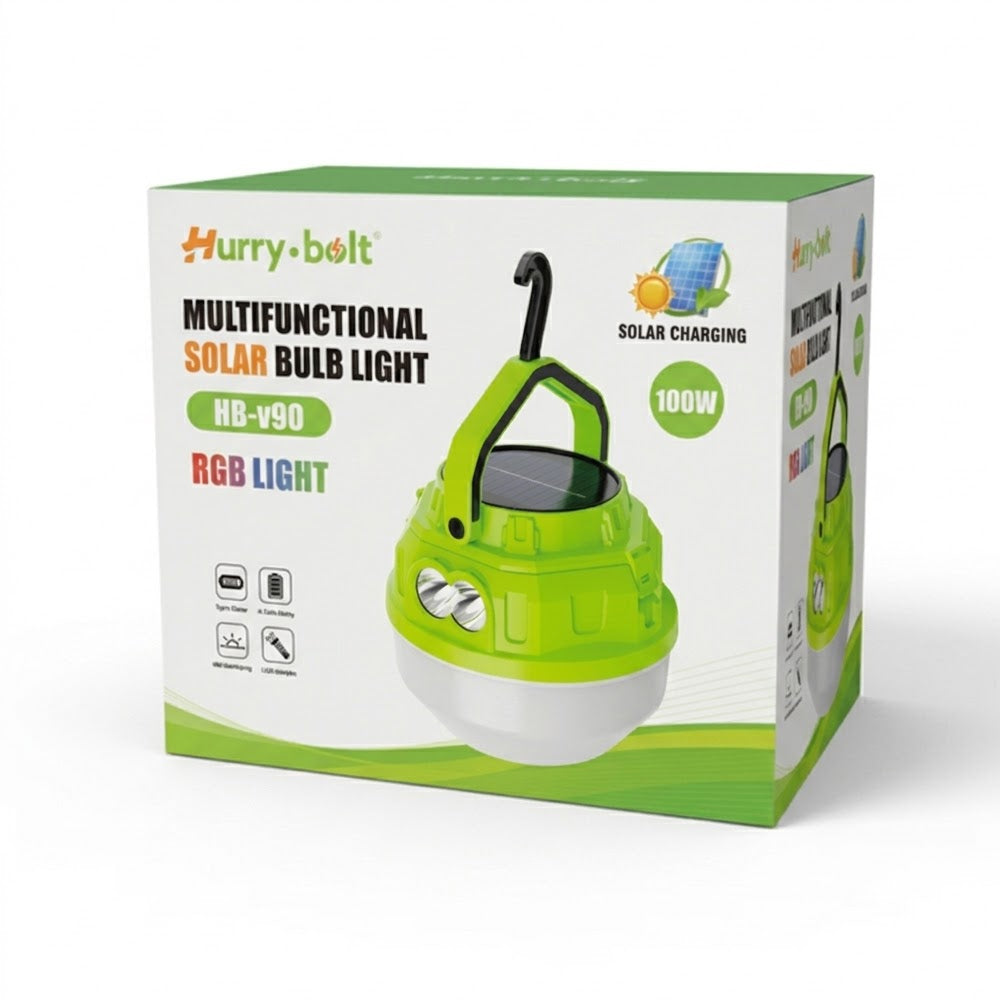 Foco Linterna LED Recargable Solar y USB 100W para Camping y Emergencias Verde S1815
