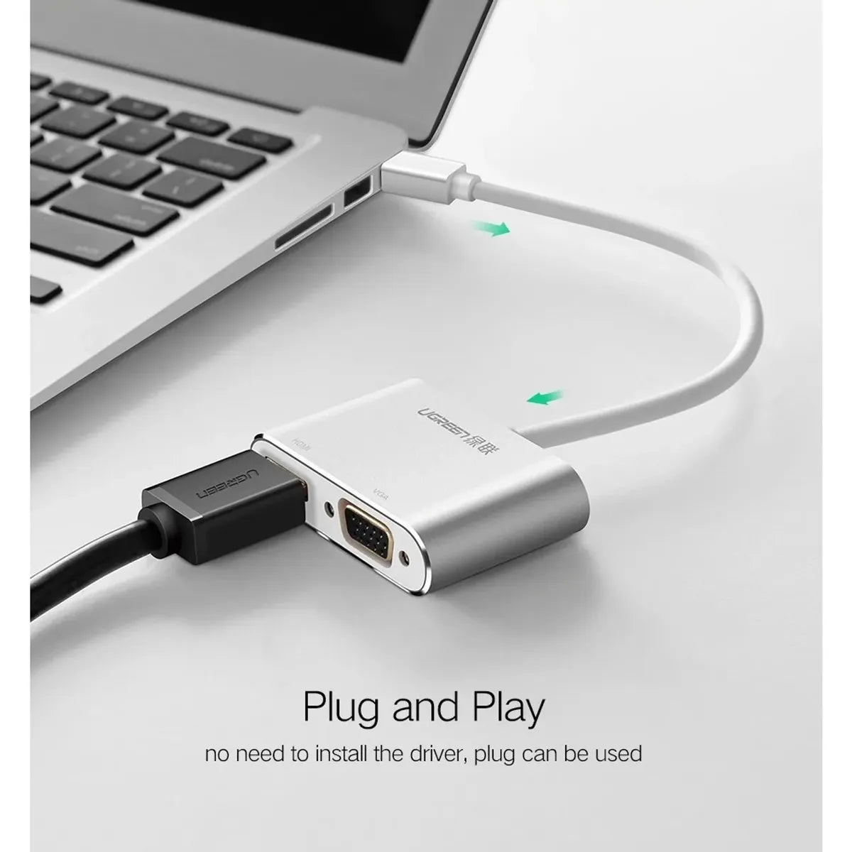 Adaptador UGREEN Mini DisplayPort a HDMI + VGA 4K Conversor de Video 2 en 1 s2054