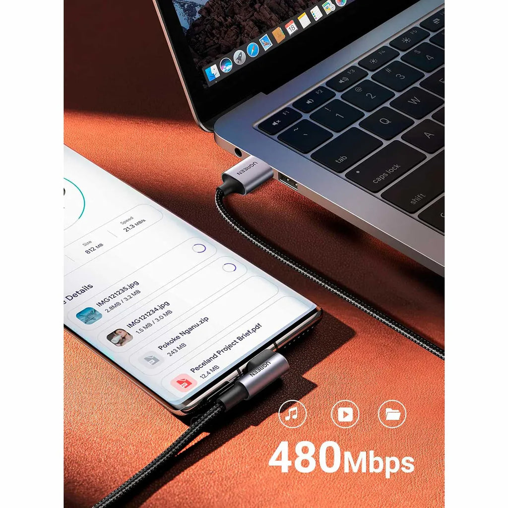 Cable UGREEN USB-A a USB-C 3.0 con Ángulo de 90° Carga Rápida (1 Metro) S2132